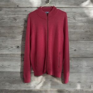 J. McLaughlin Men's Full Zip-Up Sweater Jacket in Pink